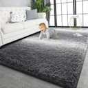 TWINNIS Super Soft Shaggy Rugs Fluffy Carpets, 5x8 Feet, Indoor Modern Plush Area Rugs for Living Room Bedroom Kids Room Nursery Home Decor, Upgrade Anti-Skid Rectangular Fuzzy Rug, Grey White