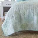 Laura Ashley - King Quilt Set, Reversible Cotton Bedding with Matching Shams, Pre-Washed Home Decor for Added Softness (Saltwater Blue, King)