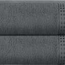 GLAMBURG 100% Cotton Oversized 2 Pack Bath Sheets 35x70, Ultra Soft Highly Absorbant Compact Quickdry & Lightweight Large Bath Sheet Set, Ideal for Gym Travel Camp Pool - Charcoal Grey