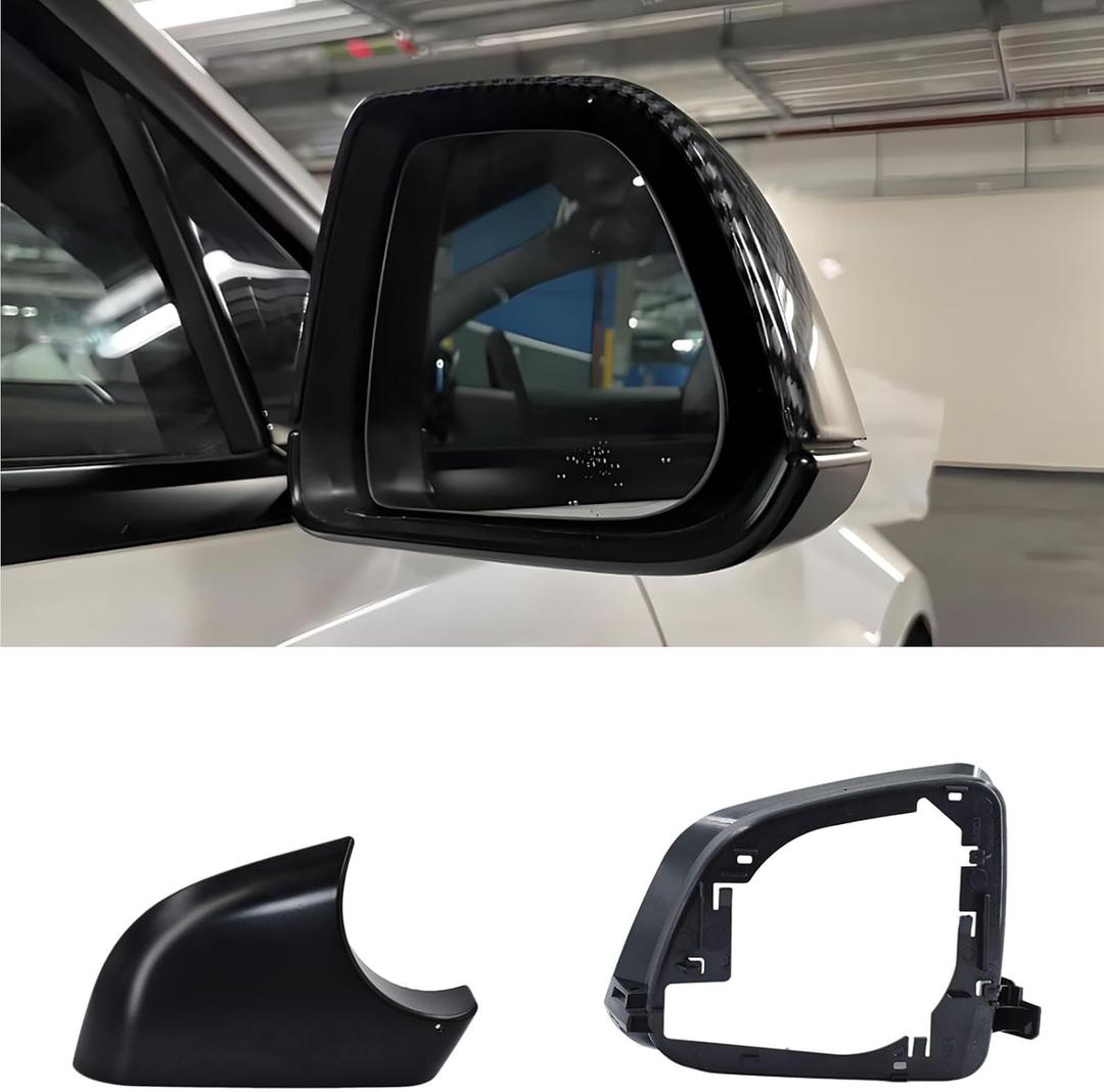 Fits For Tesla Model Y Right Passenger Side Wing Mirror Cover and Mirror Frame Set Rearview Lower Holder Tray Cap Housing 2021-2024(right side black)