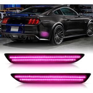 Bestview LED Side Marker Lights for Ford Mustang 2015-2023, Rear Fender Bumper side Marker Reflectors Lamps Kit Assembly,Somked Len 2PCS (Pink Purple)