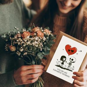 2 x Love You Valentines Day Cards (Black Weirdo)