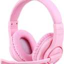Kids Adults Over-Ear Gaming Headphone for Xbox One, Bass Surrounding Stereo, PS4 Gaming Headset with Microphone and Volume Control for Laptop, PC, Wired Noise Isolation (Pink)