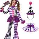 Spooktacular Creations Halloween Clown Costume for Girls, Jester Clown Costume for Kids, Halloween Role Play & Dress Up, Small(5-6 yrs)