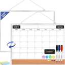 Lumspax Monthly Calendar Dry Erase Board for Wall, 17"x13" Double-Sided Magnetic Calendar White Board with Cork, Silver Aluminum Alloy Frame Hanging Small Whiteboard for Office, Home, School, Pack Of 2