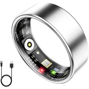 Smart Ring Health Tracker, Smart Ring for Women & Men, Health Ring with Heart Rate, Blood Oxygen, and Sleep Monitoring, Waterproof Fitness Ring with Long Battery Life (Silver, 8)