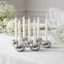 Silver Modern Doughnut Shaped Candlestick Holder, Small Decorative Taper Candle Holder for Bathtub Bedroom Livingroom2 Pack