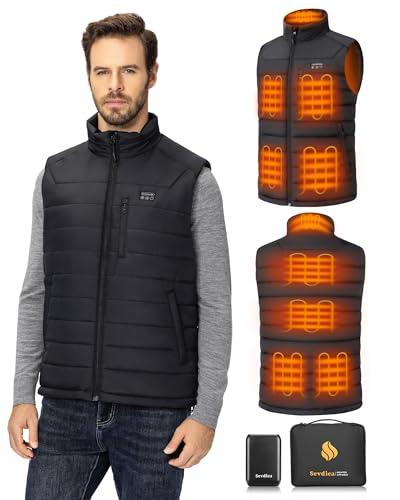 Sevdiea Men’s Heated Vest with Battery Pack Included 16000mAh 7.4V, Warming Heated Vest for Men, Electric Heating Vests for Cycling -size XL