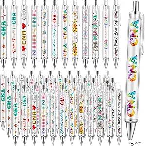 Motipuns 48 Pcs National Nursing Assistant Week Pens CNA Week Gifts Bulk Medical Assistant Nursing Essential Nurse Party Favors Ballpoint Pen CNA Medical Item for Work Women Office Holiday Supplies