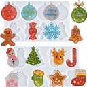 Actvty Christmas Resin Molds, 2 PCS Christmas Ornaments Silicone Molds for Epoxy Resin, 16 Cavities Large Pendant Molds DIY Resin Crafts Jewelry Keychain Xmas Gift Christmas Tree Decor