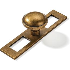 khtumeware 5 Pack 1-1/4 Inch Antique Brass Cabinet Knobs Backplate with Base Plate Zinc Solid Vintage Kitchen Cabinet Handles Drawer Pulls Cabinet Hardware