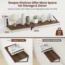 Axeman Deep Floating Shelves, 40'' x 10'' Walnut Wall Shelves Set of 2, 40W x 10D