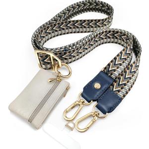 UKON Adjustable Phone Lanyard Crossbody Strap with Wallet Clip-and-Go Strap with Zippered Pouch Widened Phone String for iPhone Hands-Free for Travelling Concerts (Black+Beige)
