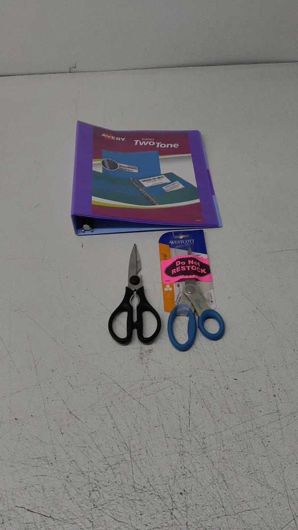 Westcott 14643 Soft Handle 8-Inch Straight Scissors, Blue, 1-Count, AVERY DURABLE, TWO TONE