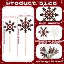 36 Pcs Snowflakes Decorations Winter Snowflake Picks Wooden Snowflake Decorative Pick Vase Snowflakes Decor Floral Rustic Decorative Stick for Floral Arrangements Home Vase Decor