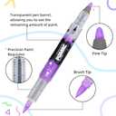 POMAC Dual Tip Acrylic Paint Markers Pens 12 Assorted Colors, Direct Liquid Acrylic Marker with Brush & Fine Tip, Water-Based Paint Marker for Fabric, Canvas, Rock, Glass, Wood, Crafts, Art Supplies