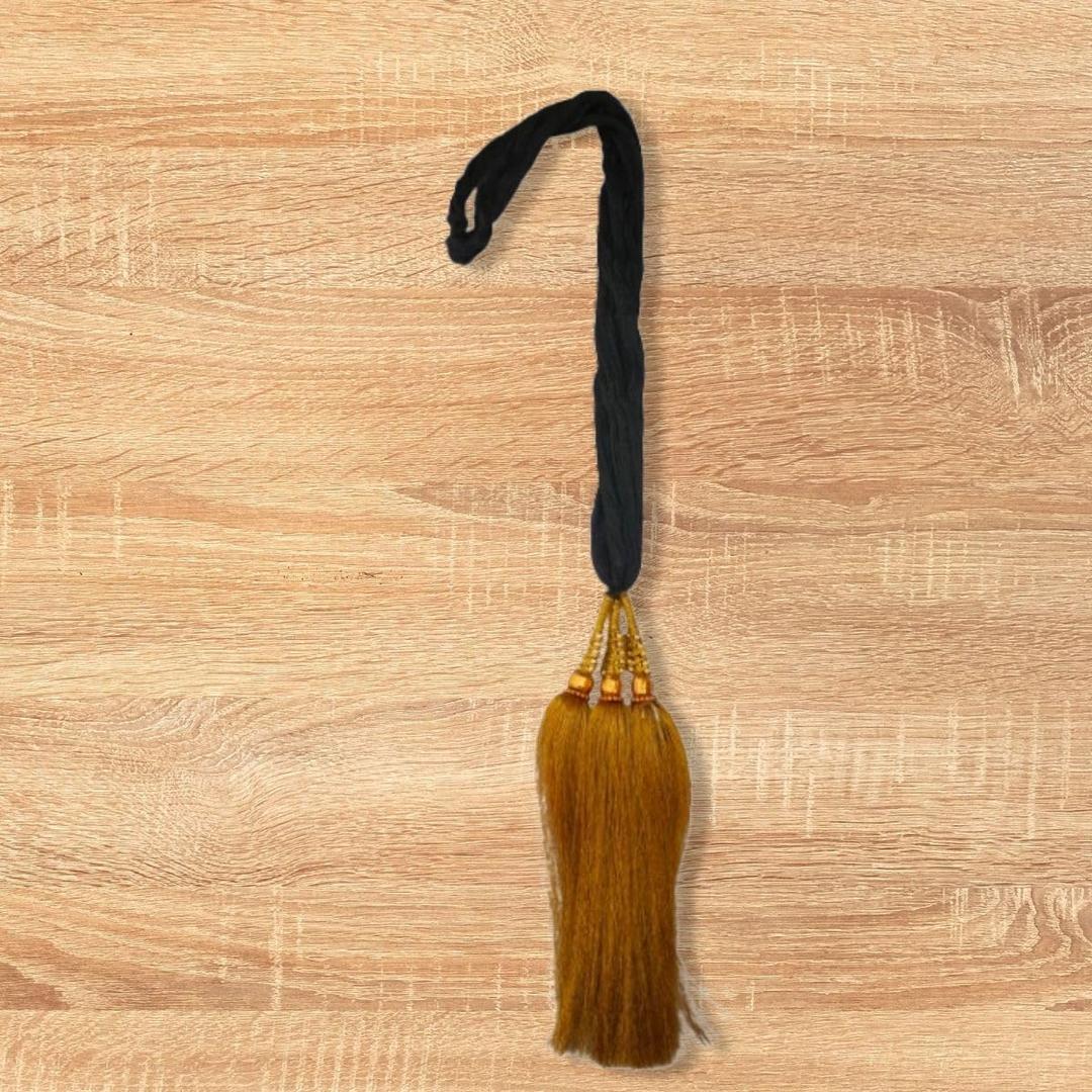 Women's Patiala Shahi Paranda/Parandi Traditional Hair Accessory Braid Tassles/Hair Extension/Choti (Black with Golden Color Hangings)