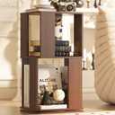 Easyego 2 Tier Solid Wood Rotating Bookshelf, 360 Upgrade Spinning Book Shelf, Revolving Bookcase Organizer, Swivel Bookshelves for Small Spaces, Corner, Bedroom, Kids Room, Office (Walnut)