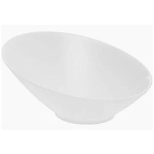 Disposable Angled Plastic Bowls Round Large Serving Bowl, Elegant for Party's, Snack, or Salad Bowl, White, Pack of 12, 9.5x7 inches