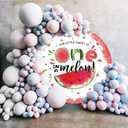 Laeacco 6.5x6.5ft Summer Watermelon Birthday Party Round Backdrop Baby Girl 1st Birthday Photo Background Princess One in a Melon Birthday Arch Backdrop Girls First Birthday Party Baby Shower Supplies (Red)