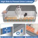 Stainless Steel Sifting Litter Box with Lid, Large Sifting Cat Litter Box for Pine Pellets & Big Cats,Metal Pellet Sifter Litter Pan System for Odor Control,Sifting Box Liners & Scoop (L:19.7''×13.8''×10'')