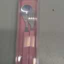 VANRA 2-Piece Children Flatware Set 18/10 Stainless Steel Child Tableware Set Silver Cutlery Set Silverware Dinner Utensils Spoon Fork Set with Travel Case for Kids (Chrome Finished) (Pink)