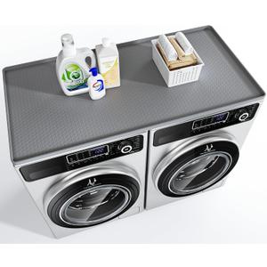 Washer Dryer Countertop, 54" x 27.5" Large Washer and Dryer Covers for The Top, Non-Slip Waterproof Silicone Dryer Top Protector Mat, Washer Dryer Topper for Laundry Room Kitchen HomeGray