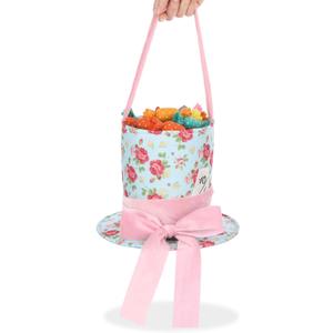 Dansydaisy Wonderland Costume Accessories Hat Trick or Treat Bag Halloween Movie Wonderland Pink and Blue Cute Standard Portable with Handle for Halloween Gifts Party Favors Supplies