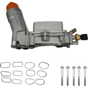 926-876 Upgraded Aluminum Engine Oil Cooler Filter Housing For 2011-2016 Dodge Journey Charger Challenger Caravan Durango Avenger Wrangler Grand Cherokee Chrysler 200 300 Town Country (Orange Cap)