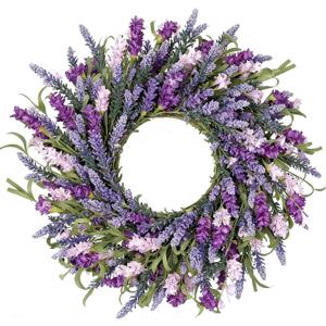 Qingbei Rina Spring Wreaths for Front Door, 22-24 Inch Lavender Door Wreath for Decorating, Summer Wreaths Indoor Outdoor Floral Wreath Party Farmhouse Wedding Home Decor (Purple)