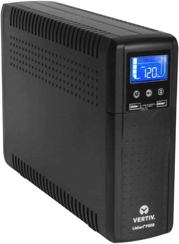 Vertiv Liebert PSA5 UPS - 1000VA/600W 120V Line Interactive AVR Tower UPS, 10 outlets, 2 USB Charging Ports, Battery Backup w/Surge Protection, Energy Star Certified (PSA5-1000MT120)