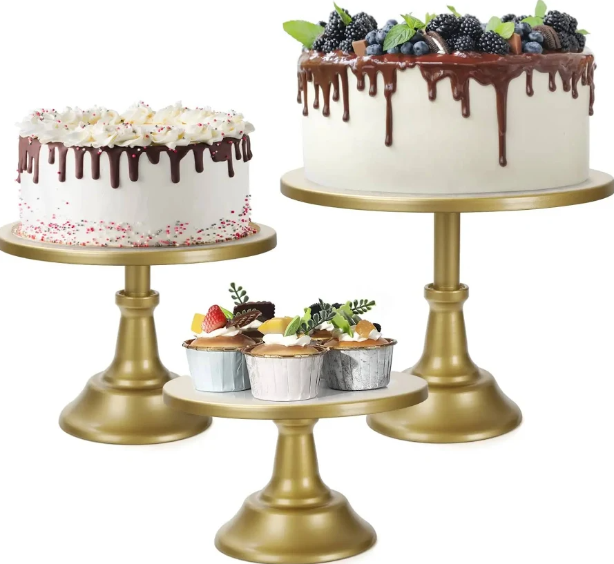Gold Metal Cake Stands Set 3 Piece Dessert Table Display For Wedding Birthday Christmas Parties