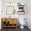 QEEIG Bathroom Shelves Over Toilet - Paper Storage Wall Mounted Farmhouse Decor Decorations Aesthetic Dcor Sign Small Floating Shelf 2+1 Set 16 inch, Rustic Brown (020BN)