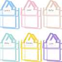 Teling 12 Pack Thick Clear Book Pouches with Blank Name Tags and Handles Book Baggies Bags Bins Organizer for School Classroom Library Pockets Students (10 x 12 Inch,Pastel Color)