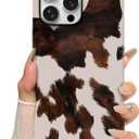 Skyseaco for iPhone 14 Pro Max Case, Treny Cow Print Phone Case Hybrid 2-Layer Hard Shell,Shockproof Soft for Girl Women Boy Men