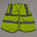 JKSafety 9 Pockets Class 2 High Visibility Zipper Front Safety Vest With Reflective Strips,Meets ANSI/ISEA Standard (Medium, 150-Yellow)