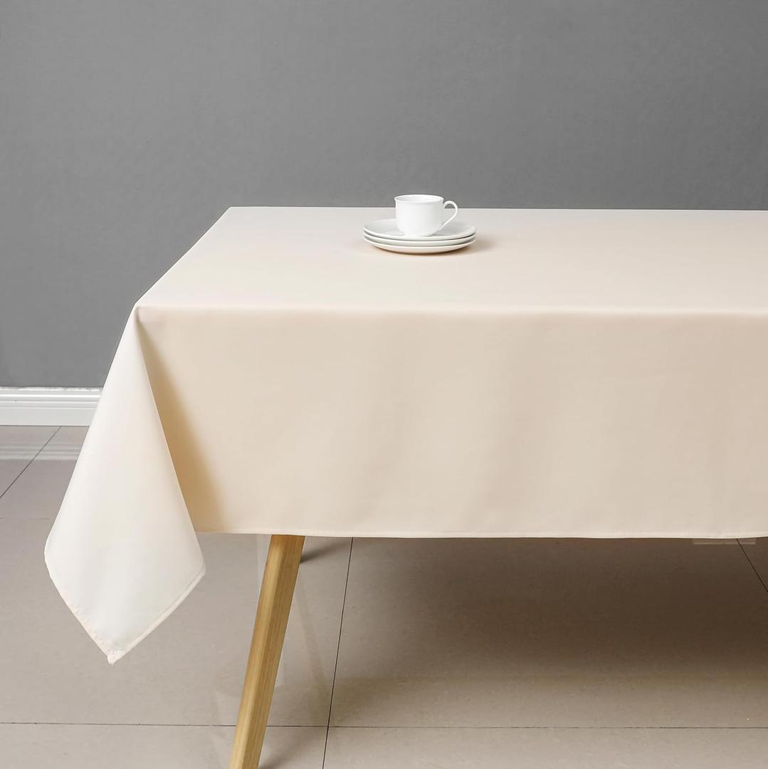 Wewoch Beige Rectangle Tablecloth Water Resistant Washable Polyester Table Cloth for Dining,Kitchen, Parties Weddings and Outdoor Use 52 Inch by 70 Inch