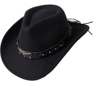 Jastore Western Cowboy Hat for Kids Boy Girl Classic Cowboy Cowgirl Dress Up Hat with Buckle Belt (1-3T, Black)