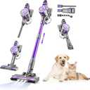 Cordless Vacuum Cleaner for Home,Lightweight Stick Vacuum Cordless Rechargeable with Power Suction, Up to 35 Mins Runtime, Hardwood Floor Vacuum for Pet Hair,Carpets,Tile(Deep Purple)