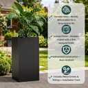 24" Metal Tall Planters Box for Outdoor Plants - Square Black 2Pack, 23.62"H x 11.81"W x 11.81"D