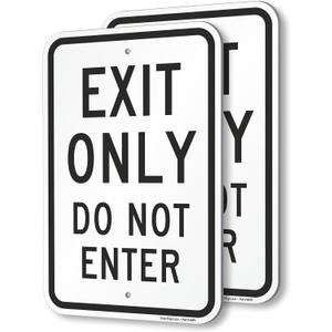 SmartSign Exit Only Do Not Enter Sign - 2-Pack, 12" x 18", 80 mil Thick Aluminum Composite (ACM), Pre-Drilled Holes, Black and White, Made in USA