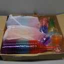 48 Packs Plastic Clear Margarita Glass Cups Bulk 8 Colors 12 oz Disposable Cinco De Mayo Party Decoration for Fun Taco Party Supplies, Neon Cocktail Cups, Mexican Theme for Carnivals, Dia De Muertos