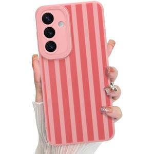 KANGHAR Compatible with Samsung Galaxy S25 Plus Case, Silicone Stripes Cute Pattern, Camera Protection Soft Slim Phone Case for Girls Women -Pink