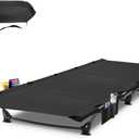 Ultralight Camping Cot for Adults with 2 Side Pocket,Portable Folding Camping Bed Supports 330 lbs,Comfort Sleep Cot Bed for Camping Lightweight Travel,Base Camp,Hiking,Moutaineering,Sleeping(Black)