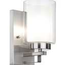 XiNBEi Lighting Wall Light 1 Light Bathroom Vanity Lighting with Dual Glass Shade in Brushed Nickel Indoor Modern Wall Mount Light Suitable for Bathroom & Living Room XB-W1195-1-BN, Broken