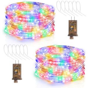 Hezbjiti 2 Pack LED Rope Lights Waterproof Rope Light 197FT 600 LED Flexible Tube Lights with 8 Modes for Garden Patio Bedroom Party Indoor Outdoor Decorations (Multicolor)