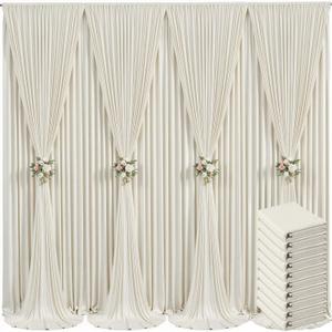 10 Panels Beige Backdrop Curtain for Baby Shower Wrinkle Free 50ft x 10ft Backdrop Drapes Panels for Parties Wedding Bridal Shower Birthday Photo Photography Fabric Background Decoration