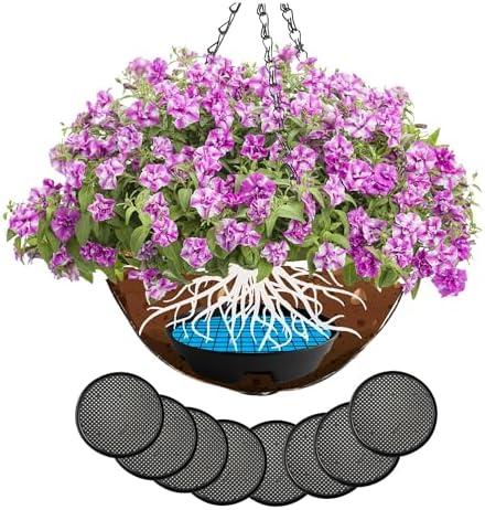 Kindo Gindo 8 Pack 6.7” 3-in-1 Plant Saucers Trays for Indoor Outdoor Flower Planter Pot Heavy Duty Plastic Water Drip Catcher PanSelf Watering Planter Insert Devices for Hanging Basket