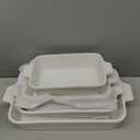 MALACASA Casserole Dishes for Oven, Porcelain Baking Dishes, Ceramic Bakeware Sets of 4, Rectangular Lasagna Pans Deep with Handles for Baking Cake Kitchen, White (9.4"/11.1"/12.2"/14.7"), Series