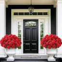 16 Bundles Artificial Flowers for Outdoors, Realistic Geraniums Fake Flowers for Decorations, UV Resistant Silk Faux Flowers Plants for Outside Garden Porch Planter Yard Patio Home Decor(Red)